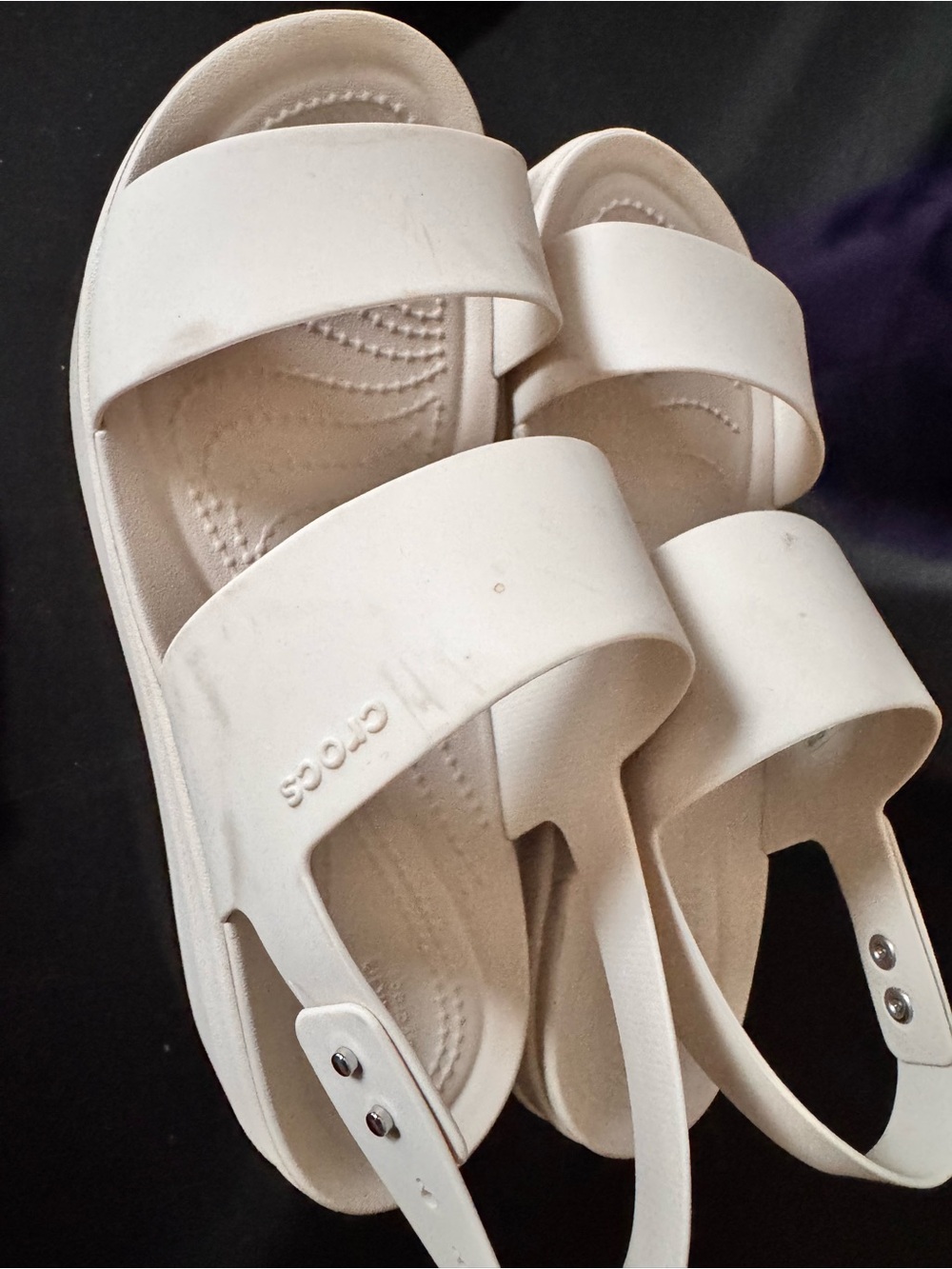 CROCS Women's White Double-Strap Slingback Slide Sandals